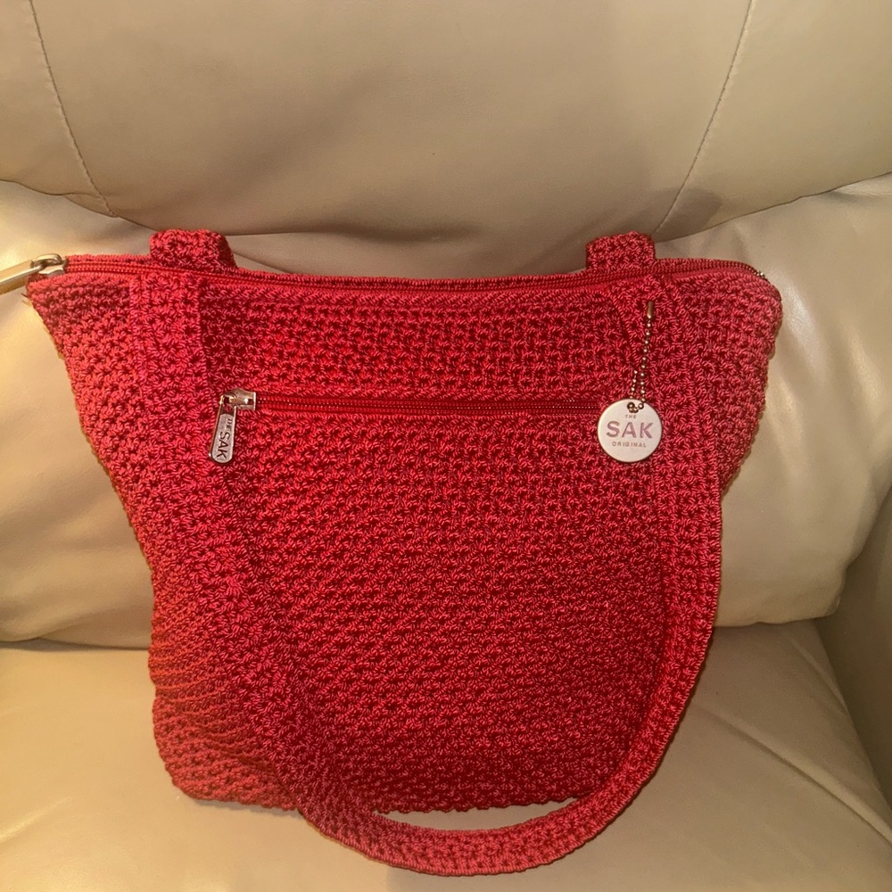 The Sak Cherry Red Crochet Tote New